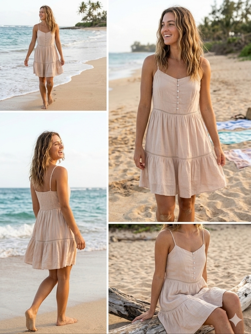 Love Tree Soft Blush Button-Front Tiered Dress